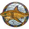 Buntglas-Hai-Mosaik-Illustration