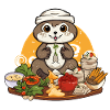 Otter with Feast – Cartoon Charm