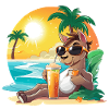 Beach Llama with Sunglasses