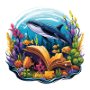 Underwater book paradise with whale