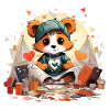 Cuddly panda artist in tent design