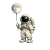 Moon balloon and astronaut
