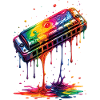 Harmonica with dripping paint