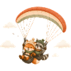 Tandem Flight Fox Raccoon Cartoon