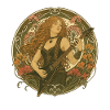 Gitarre im Jugendstil mit Blütenranken