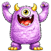Monstre violet à un œil joyeux