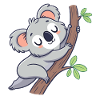Dreamy koala on branch