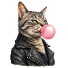 Cool cat with leather jacket