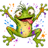 Naughty frog with splashes of paint