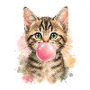 Cat with pink bubble