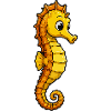 Yellow cartoon seahorse