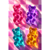 Neon Gummy Bears on Checkerboard