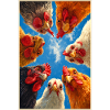 Chickens Gaze Skyward Circle
