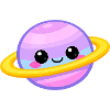 Planète Kawaii pastel avec sourire annelé