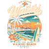Waikiki Beach Sunset Surf Tee