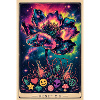 Psychedelic Galaxy Flower in Retro Look