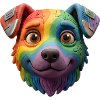 Niedliches 3D-Lehm-Regenbogen-Cyborg-Hundegesicht
