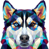 Geometrisch-Husky-Heterochromie-Pop-Art