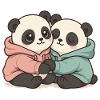Pandas câlins : Graphique pastel Kawaii