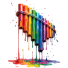 Pan flute with dripping paint