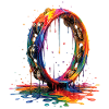 Tambourine with dripping paint