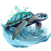 Neon Sea Turtle Wave Dance