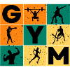 Gym Silhouettes and Letters Grid