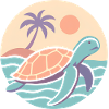 Retro turtle on the beach