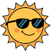 Cheerful shining sun with sunglasses