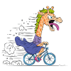 Giraffe on Bike Cartoon