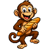 Monkey with Baguette Cartoon