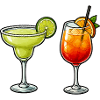 Two cocktails: Lime Margarita & Sunset