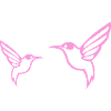 Two Pink Hummingbirds Line Art