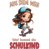Schulkind Skateboard Cartoon Mädchen