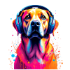 Labbi Labrador with headphones