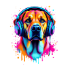 Labrador with headphones