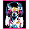 Chihuahua mit Kopfhörer