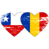 Cœur du drapeau Chili-Roumanie utilisé