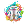 Bunte Palmenfächer Farbexplosion