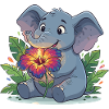 Éléphant avec fleur d’hibiscus