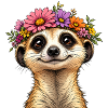 Erdmännchen mit Blumenschmuck 
