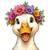 Ente mit Blumenschmuck 