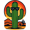 Cactus in sunset with sunglasses