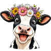 Cow with flower wreath