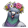 Taube mit Blumenschmuck 