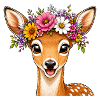 Reh mit Blumenschmuck 