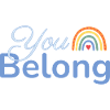 You Belong Rainbow Heart Design Blue