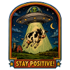 Cow in UFO light beam