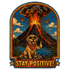 Chien devant un volcan – Restez positif