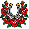 Horseshoe and roses tattoo style